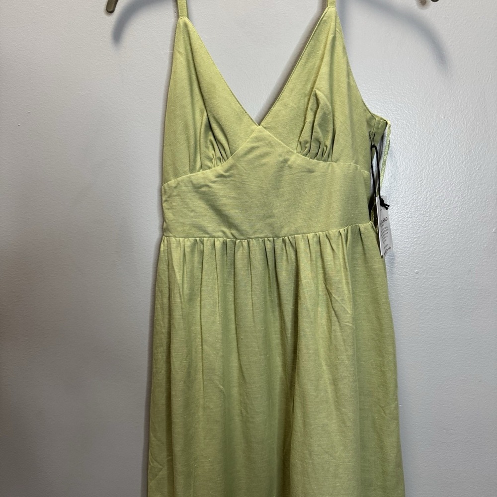 Japna Singh Dress Women's Size Small Green Tiered Bottom Lined Chest Linen Blend - Picture 7 of 10